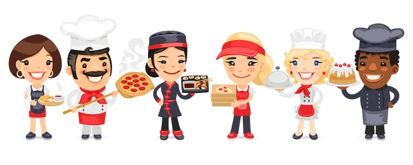 Cartoon Catering Profesionales Trabajadores — Vector de stock