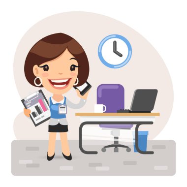 Çizgi film İş Kadını Yöneticisi