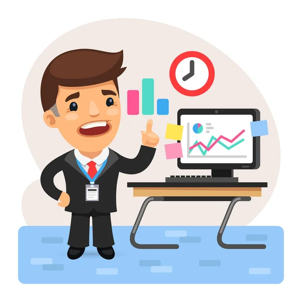 Dibujos animados Business Team Leader — Vector de stock