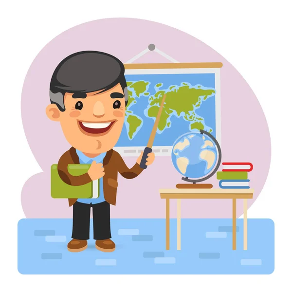 Cartoon Geografi Lärare — Stock vektor