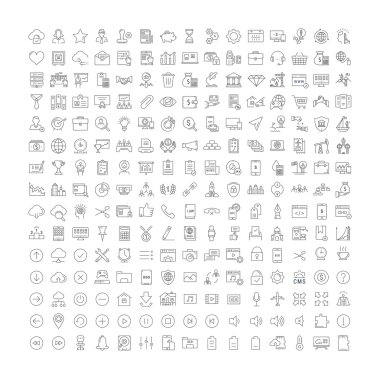 Vektör düz çizgi Icons Set iş, Seo, Web ve iletişim