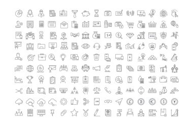 Vektör düz çizgi Icons Set iş ve Finans