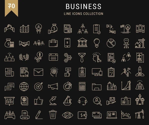 Set Vector Línea Plana Iconos Negocio — Archivo Imágenes Vectoriales