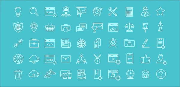 Set Vector Flat Line Iconos SEO — Vector de stock