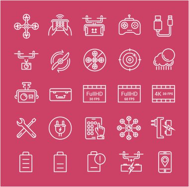 Vektör düz çizgi simgeler uçağı ayarla