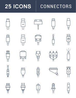 Vector Set Connectors for PC and Mobile Devices clipart