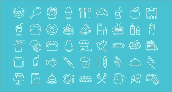 Set Line Iconos Alimentos — Archivo Imágenes Vectoriales