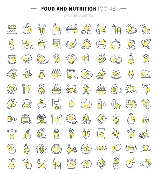 Set Line Iconos Alimentos — Archivo Imágenes Vectoriales