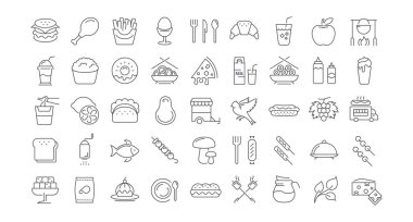 Satır simgeler yemek ayarla