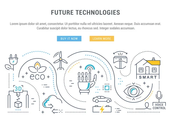 Página Web Banner y Landing Page Tecnologías del futuro — Archivo Imágenes Vectoriales