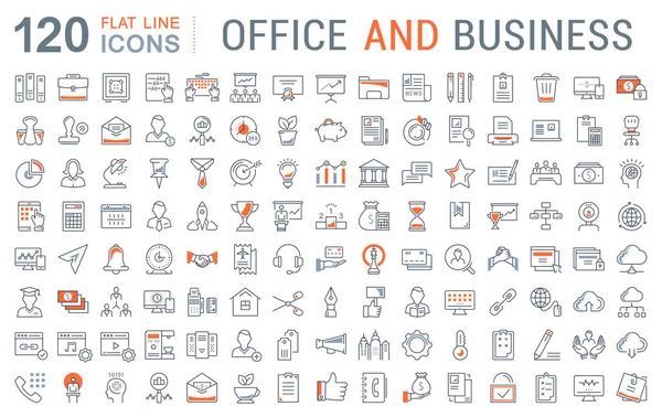 Набор векторных плоских иконок для офиса и бизнеса — стоковый вектор