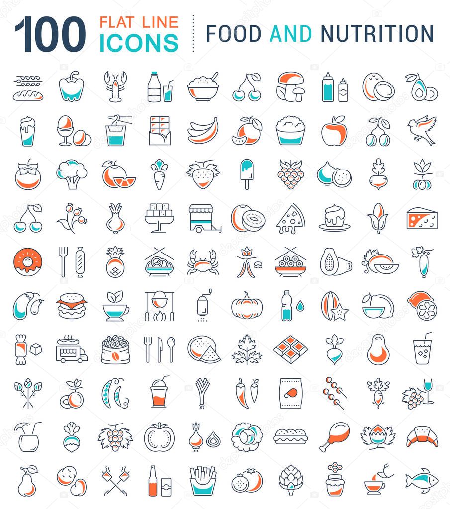 Set Line Icons Food