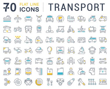 Set Vector Flat Line Icons Transport clipart