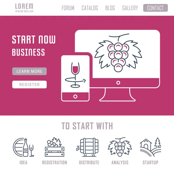 Banner van de website en de Landing pagina opstarten — Stockvector
