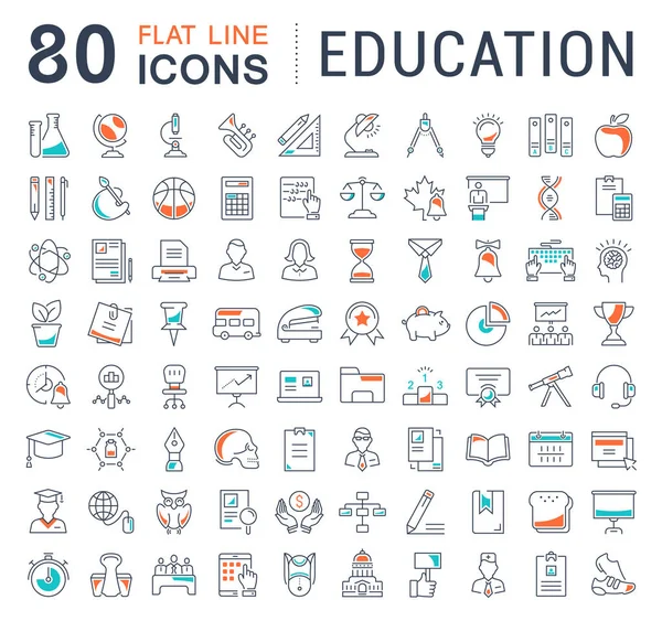 Set Vector Flat Line Icons Education — Stock Vector