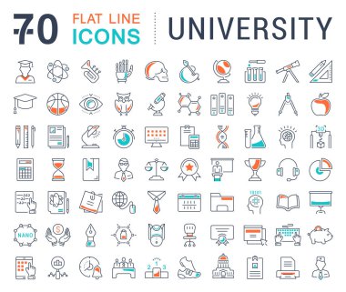 Set Vector Flat Line Icons University clipart