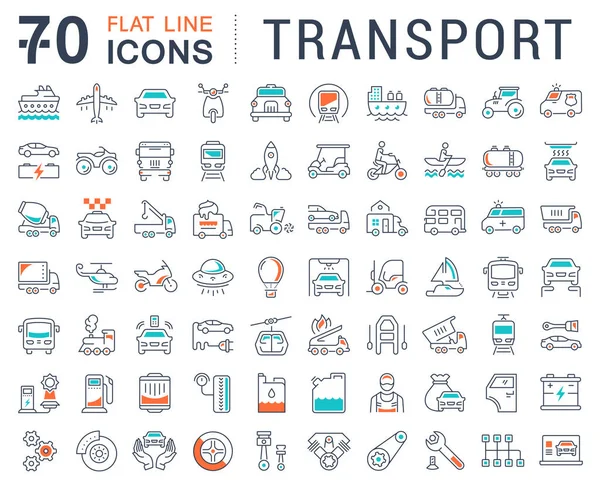 Vektör düz çizgi simgeler taşıma kümesi