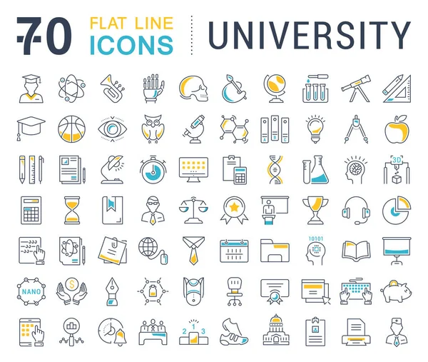 Set Vector Flat Line Icônes Université — Image vectorielle