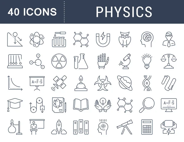 Set de iconos de línea plana vectorial físico — Vector de stock