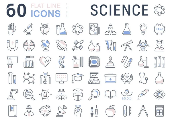 Set de iconos de línea plana vectorial Ciencia — Archivo Imágenes Vectoriales