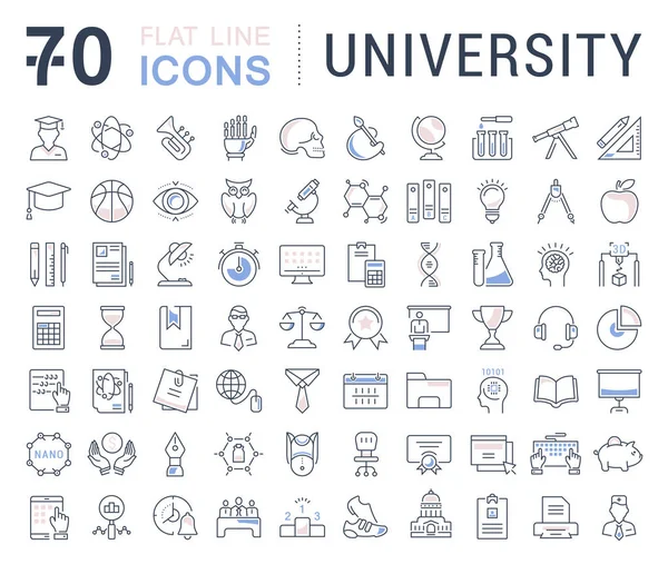 Set Vector Flat Line Icons University — Stock Vector