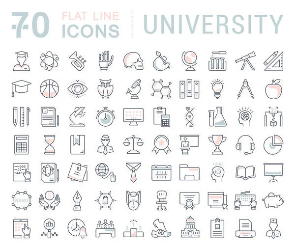 Set de iconos de línea plana vectorial Universidad — Archivo Imágenes Vectoriales