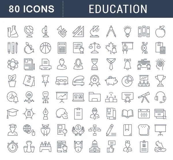 Set Vector Línea Plana Iconos Educación — Archivo Imágenes Vectoriales