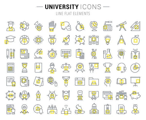 Set de iconos de línea plana vectorial Universidad — Archivo Imágenes Vectoriales