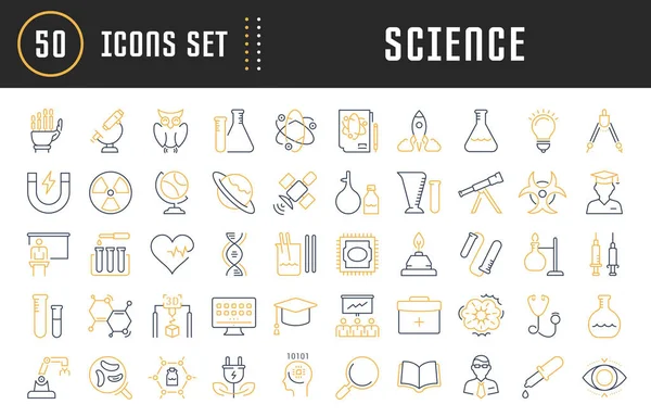 Set de iconos de línea plana vectorial Ciencia — Archivo Imágenes Vectoriales