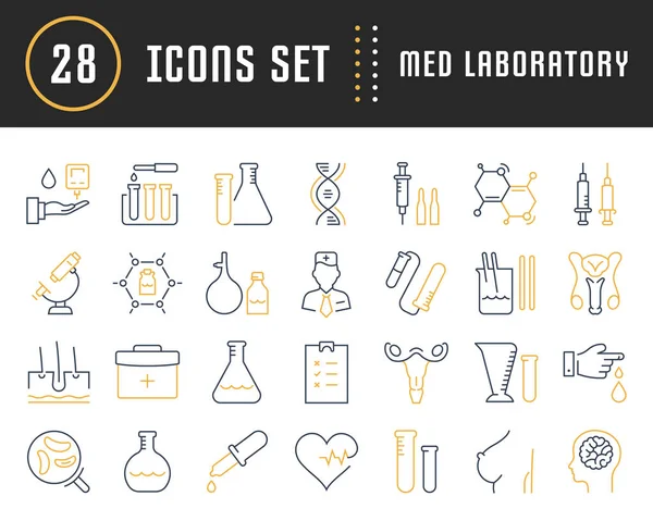 Set Vector Línea Plana Iconos Laboratorio Médico — Archivo Imágenes Vectoriales