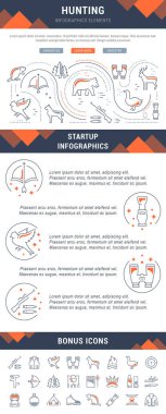 Çizgi ve düz Infographics avcılık