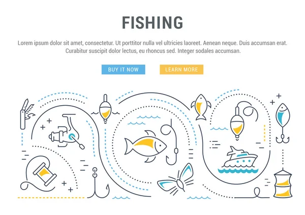 Site Web Bannière et page de débarquement Pêche — Image vectorielle