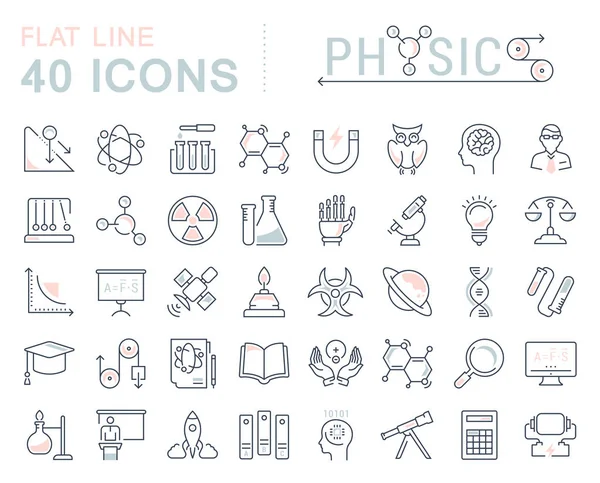 Set de iconos de línea plana vectorial físico — Archivo Imágenes Vectoriales