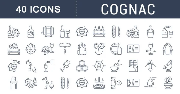 Set de iconos de línea plana Vector Cognac — Archivo Imágenes Vectoriales