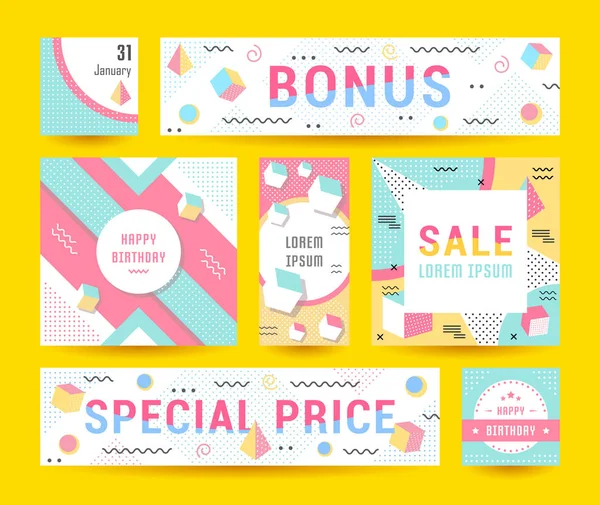 Vector Set Geometric Pattern, Flyers and Banners — Stock Vector