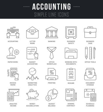 Muhasebe vektör hat Icons set.