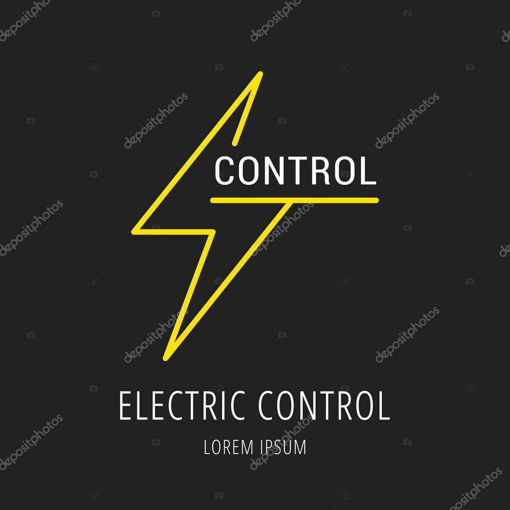 Logo or label Electric ECO Control. Line style logotype. Easy to use business template. Vector abstract sign or emblem.
