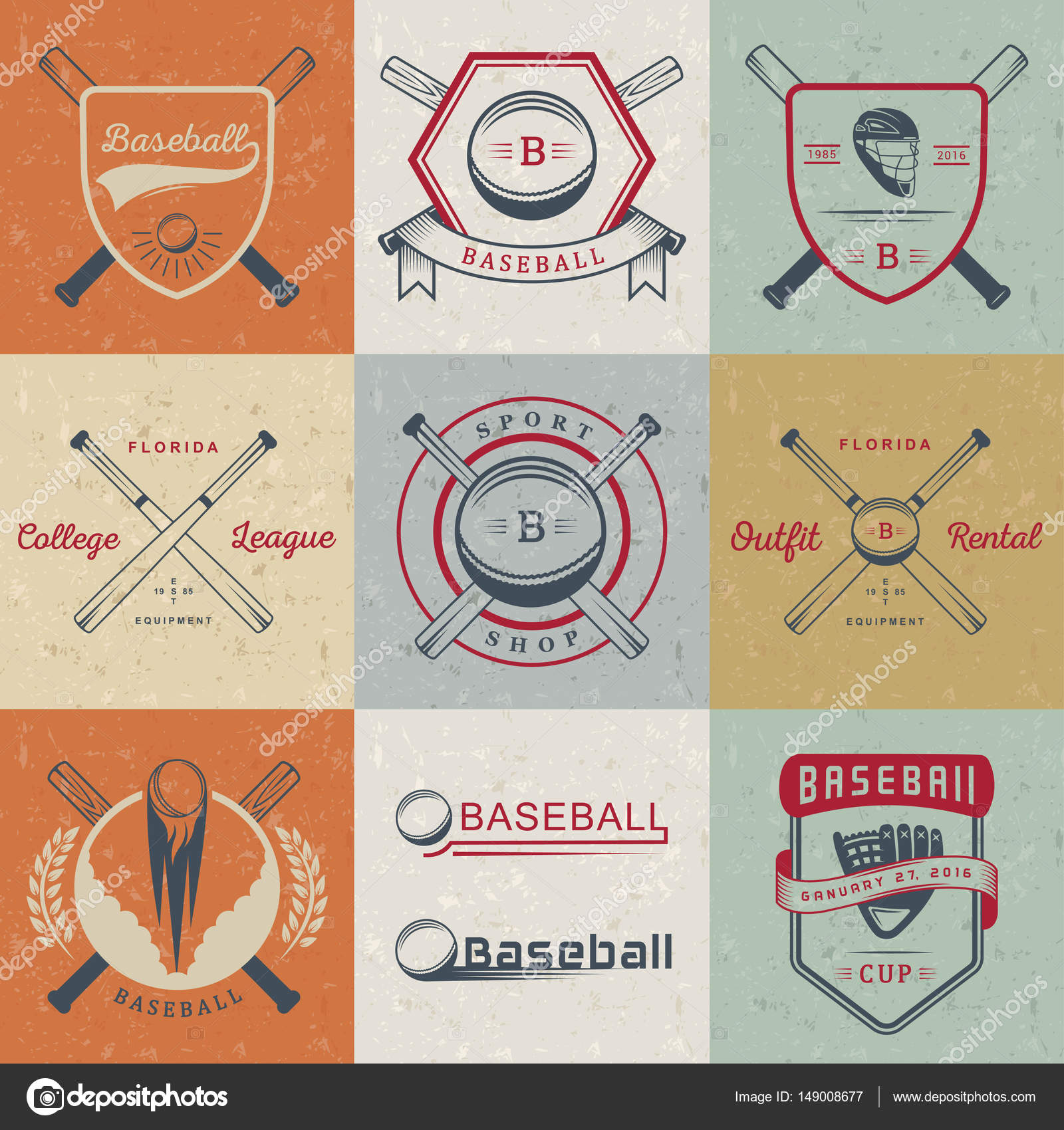 Baseball Best Team Logo Design Set, Tournament, Championship, Sport Team,  Club Identity Retro Badges Vector Illustration, Stock vector