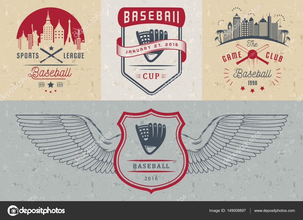 Baseball Best Team Logo Design Set, Tournament, Championship, Sport Team,  Club Identity Retro Badges Vector Illustration, Stock vector