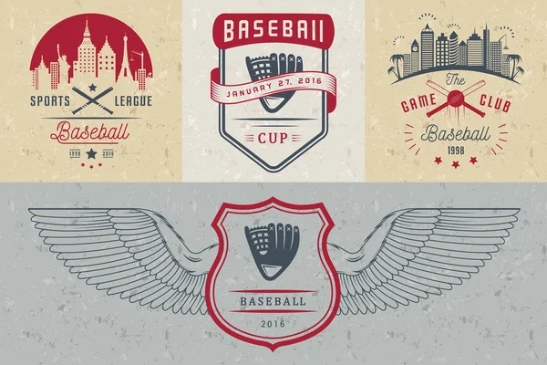 Conjunto de Vector Logo e Insignias Béisbol — Archivo Imágenes Vectoriales