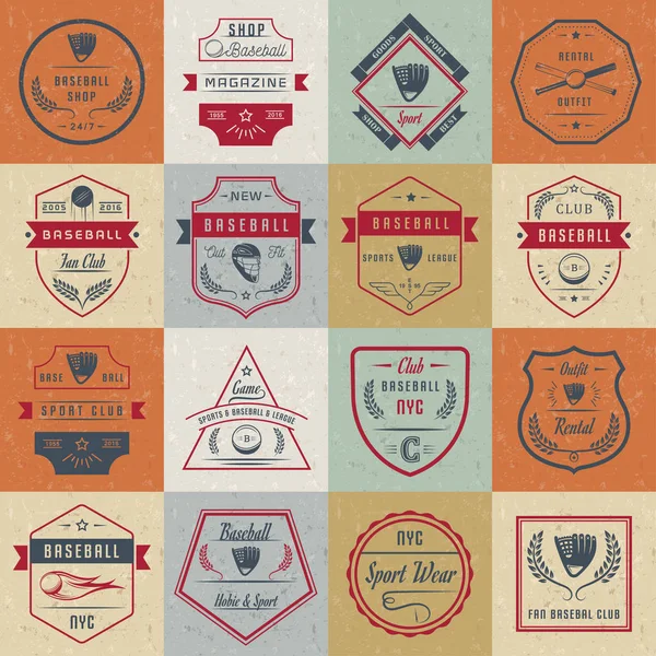 Conjunto de logotipo do vetor e emblemas de beisebol —  Vetores de Stock