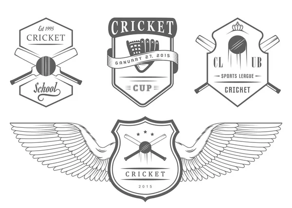 Conjunto de emblemas de vetor Cricket — Vetor de Stock