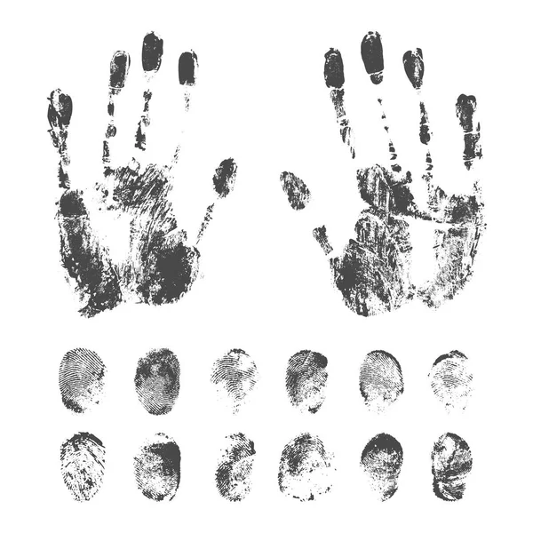 Set of Black Fingerprints on White Background — Stock Vector