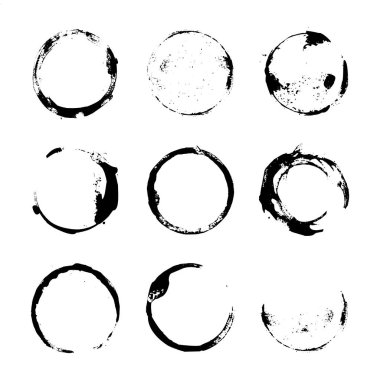 Grunge boya daire vektör öğe kümesi