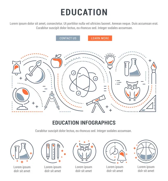 Infographies linéaires et plates de l'éducation — Image vectorielle