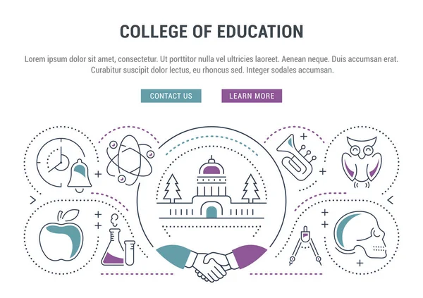 Banner van de website en de Landing pagina College voor onderwijs — Stockvector