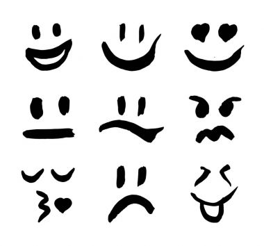 Beyaz arka planda siyah ifadeler kümesi