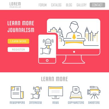 Web sitesi başlık ve sayfa gazetecilik açılış