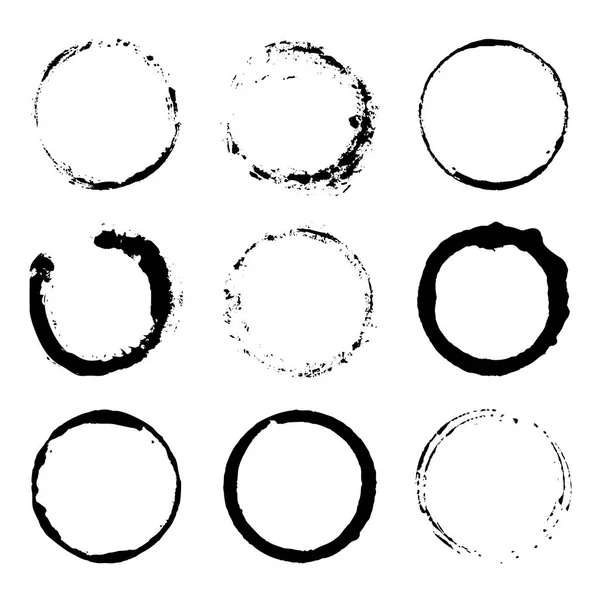 Conjunto de elementos vectoriales de círculo de pintura grunge — Vector de stock
