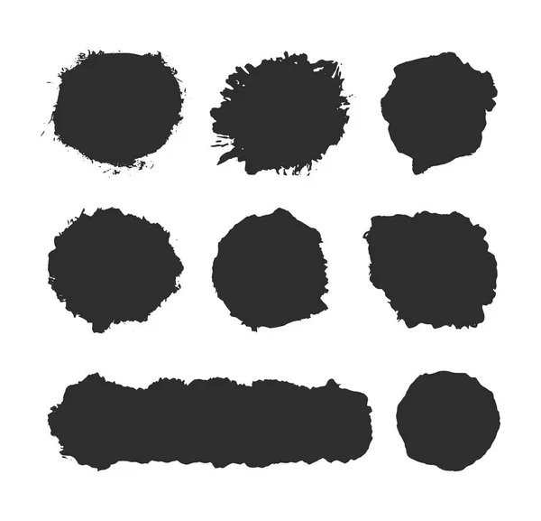 Conjunto de elementos de pincel negro sobre fondo blanco — Vector de stock